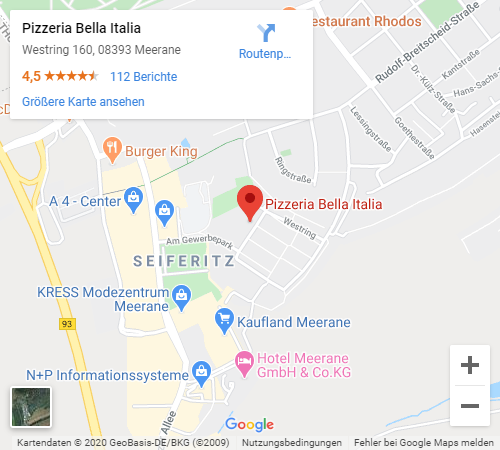 Anfahrt zur Pizzeria Bella Italia